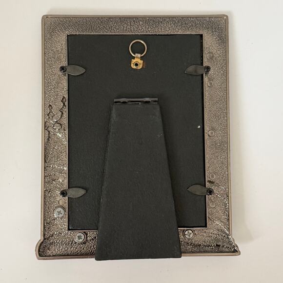 3D Enameled Metal Christmas Photo Frame 3x4.5 Santa Reindeer Snow - Picture 3 of 7